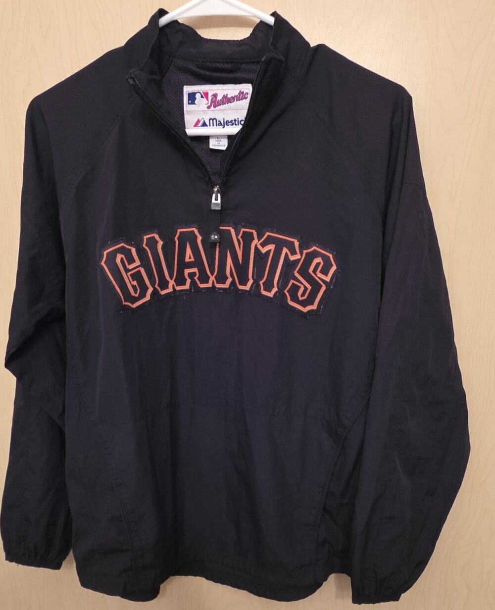 Majestic Authentic San Francisco Giants Pullover 1/4 Zip Jacket Men’s Black Lg